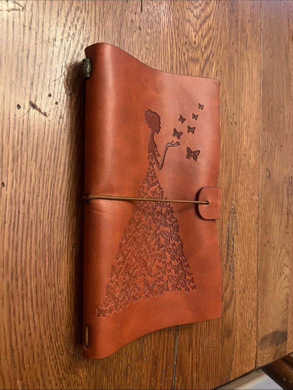 Leather Floral Butterfly Journal - Burnt Orange